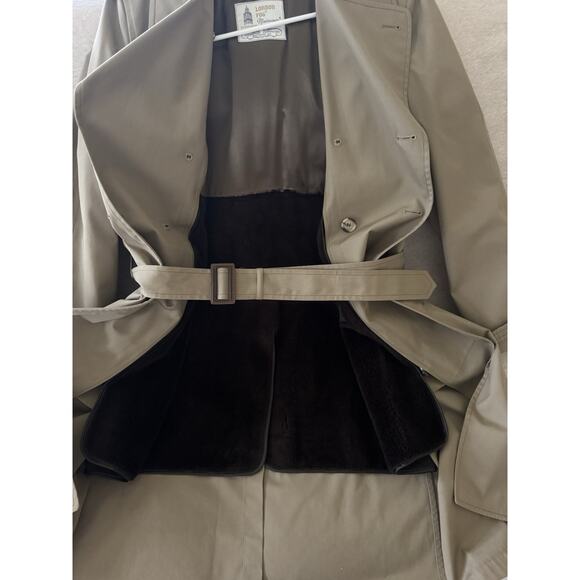 London Fog Coat 40L Tan Maincoat Weatherwear Trench Double Breasted Button - Picture 4 of 14